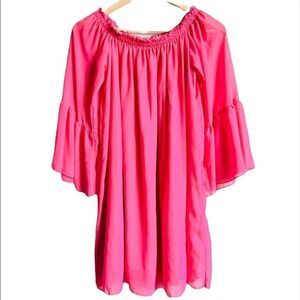 NWT Zanzea Blouse Off Shoulder Pink Ruffle Sleeve chiffon 3XL